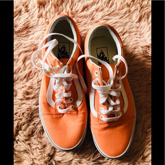 peach and white vans